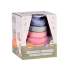 Kép 1/3 - Szilikon Bébi Toronyépítő Játék - Érzékszervi Piramis