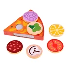 Kép 5/8 - Szeletelhető Fa Játék Pizza Készlet