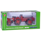 Kép 1/3 - Piros Fém Traktor Utánfutóval 1:18