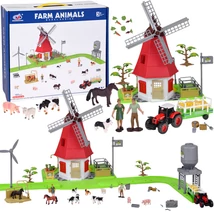 Farm Szélmalommal, Állatokkal, Traktorral és Figurákkal 101db-os Készlet