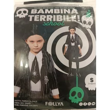 Wednesday - Fekete Inges Lány Jelmez Parókával - S Méret (3-4 Éves)