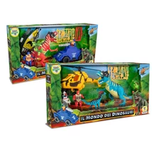 1db Dinoszaurusz Készlet Járművel és Figurákkal - Kék vagy Piros 