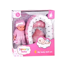 Rózsaszín Ruhás Baba Babaággyal