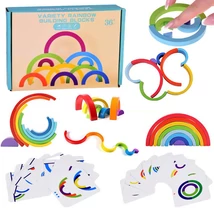 Fa Montessori Oktató Játék - Színes Szivárvány Feladatokkal