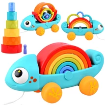 Szivárvány Kaméleon Puzzle Montessori Piramis