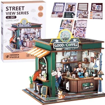 Fa 3D Puzzle Kávézó Épület 120 db-os Világítással