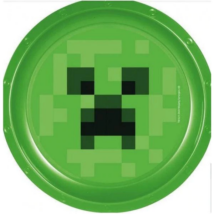 Minecraftos Zöld Műanyag Lapostányér