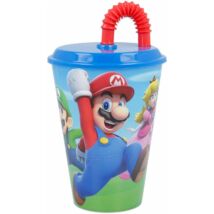 Super Marios Szívószálas Műanyag Pohár