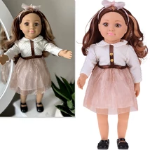 Stílusos Lánybaba – 48 cm, Elegáns Ruhában és Hosszú Hajjal - Beépített Dallam és Puha Test 