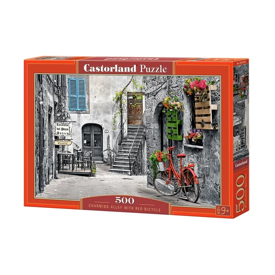 Castorland 500 db-os Puzzle - Bájos Sikátor Piros Biciklivel