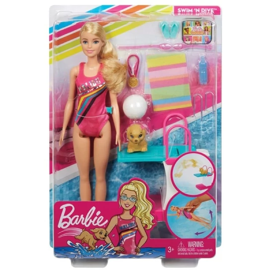 Úszó Barbie Kiskutyával és Kiegészítőkkel