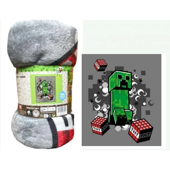 Minecraft Puha Takaró - Creeper, TNT, Robbanás 130x160 cm