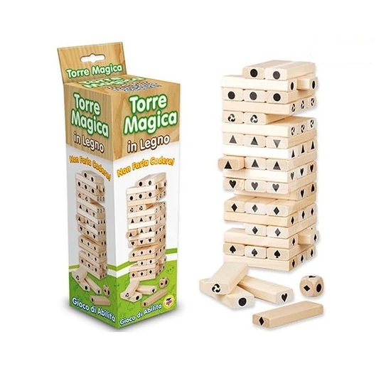 Fa Mintás Jenga Dobókockával