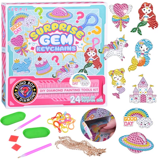 24 Napos Gyémánt Kirakós Meglepetés Kulcstartó Készlet