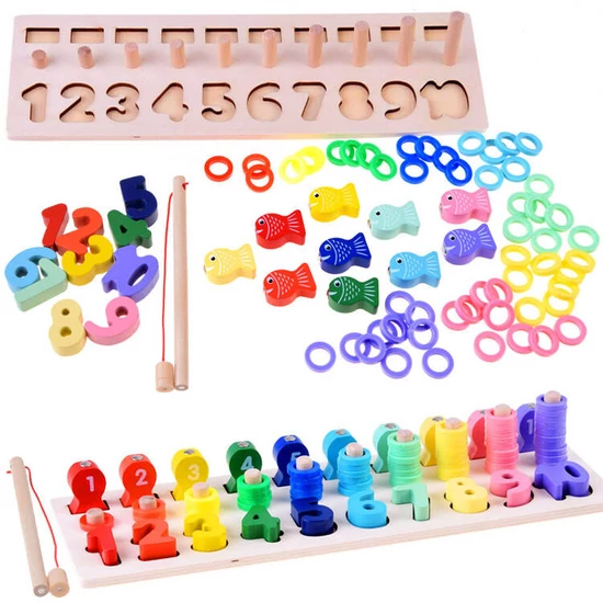 Fa Oktató Puzzle - Horgászó Játék Számokkal