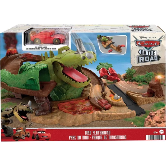 Disney Cars - On the Road Dino Playground Autópálya Készlet - Barlangi Villám McQueen 