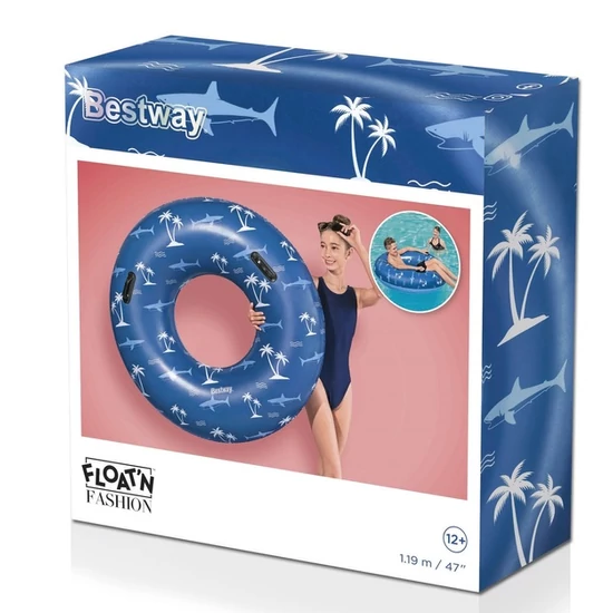 Bestway Kapaszkodós Kék Mintás Úszógumi 119 cm-es