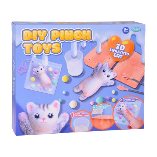 Kreatív 3D Stresszoldó Szőrös Cica Kulcstartó Készítő