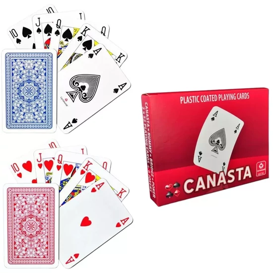Plasztik Bevonatú Franciakártya Pakli 2x52 lapos + 6 Joker - Canasta